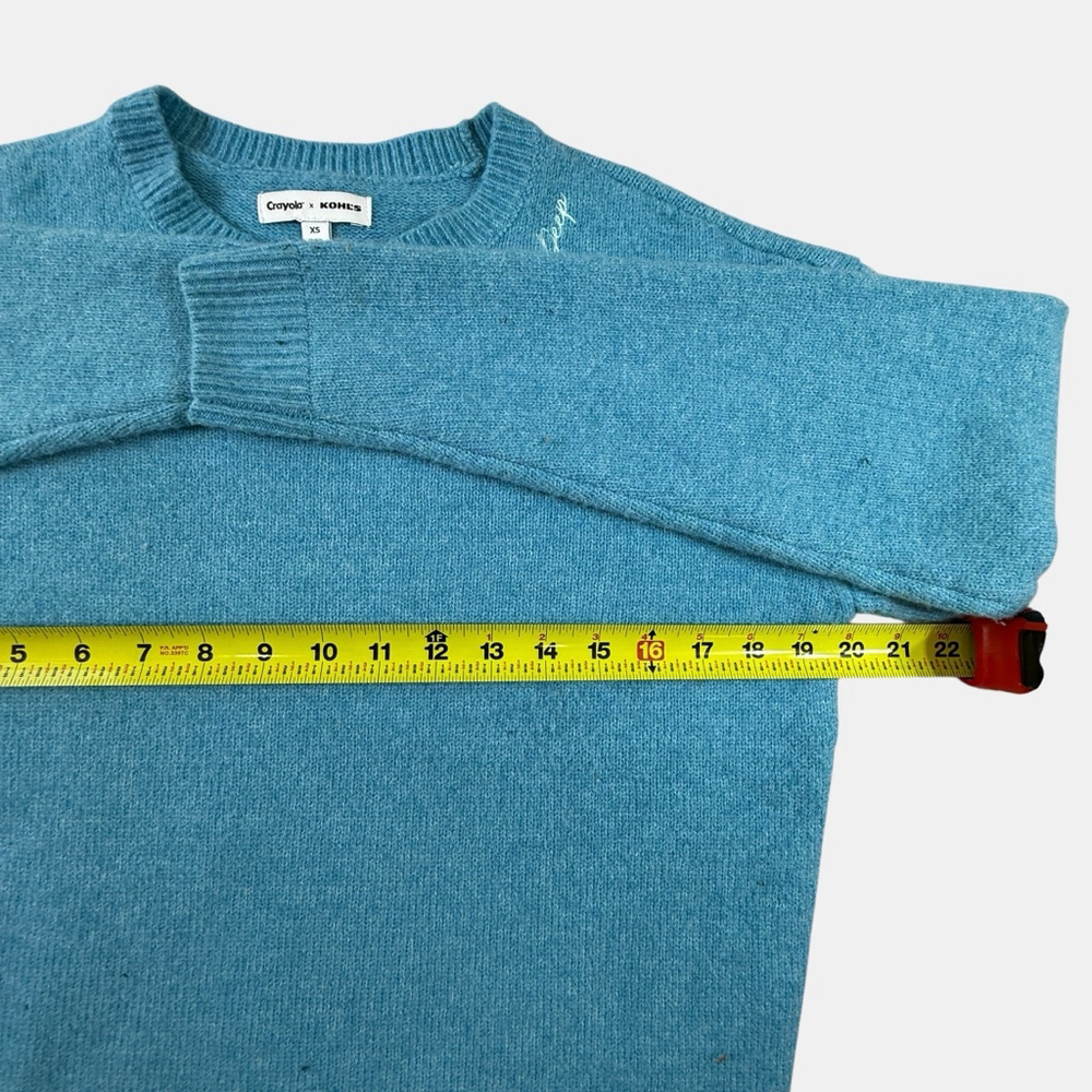 Crayola x Kohl’s Sweater XS Blue “Breathe Deep” Crewneck Cozy Soft Pullover - Picture 6 of 8